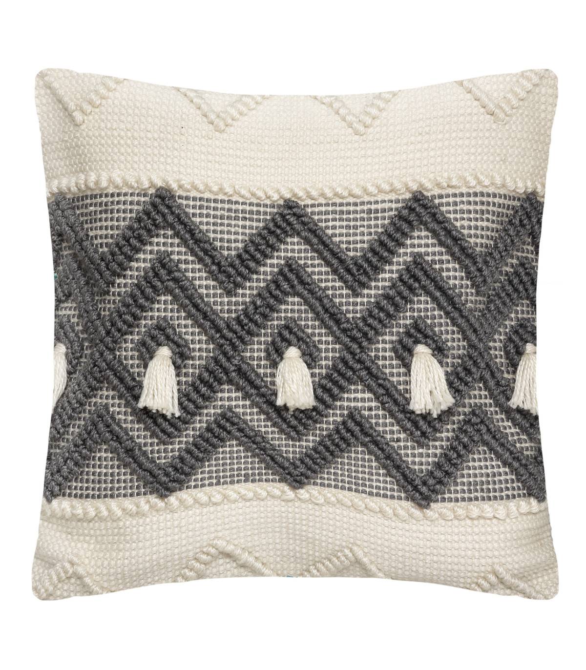 Coussin déhoussable Ivoire & Gris ardoise 45 x 45 cm - Imagen 1
