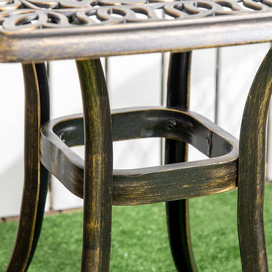 Table d'appoint cadre aluminium bronze 54x54x52,5cm avec trou parasol jardin balcon - Image 8
