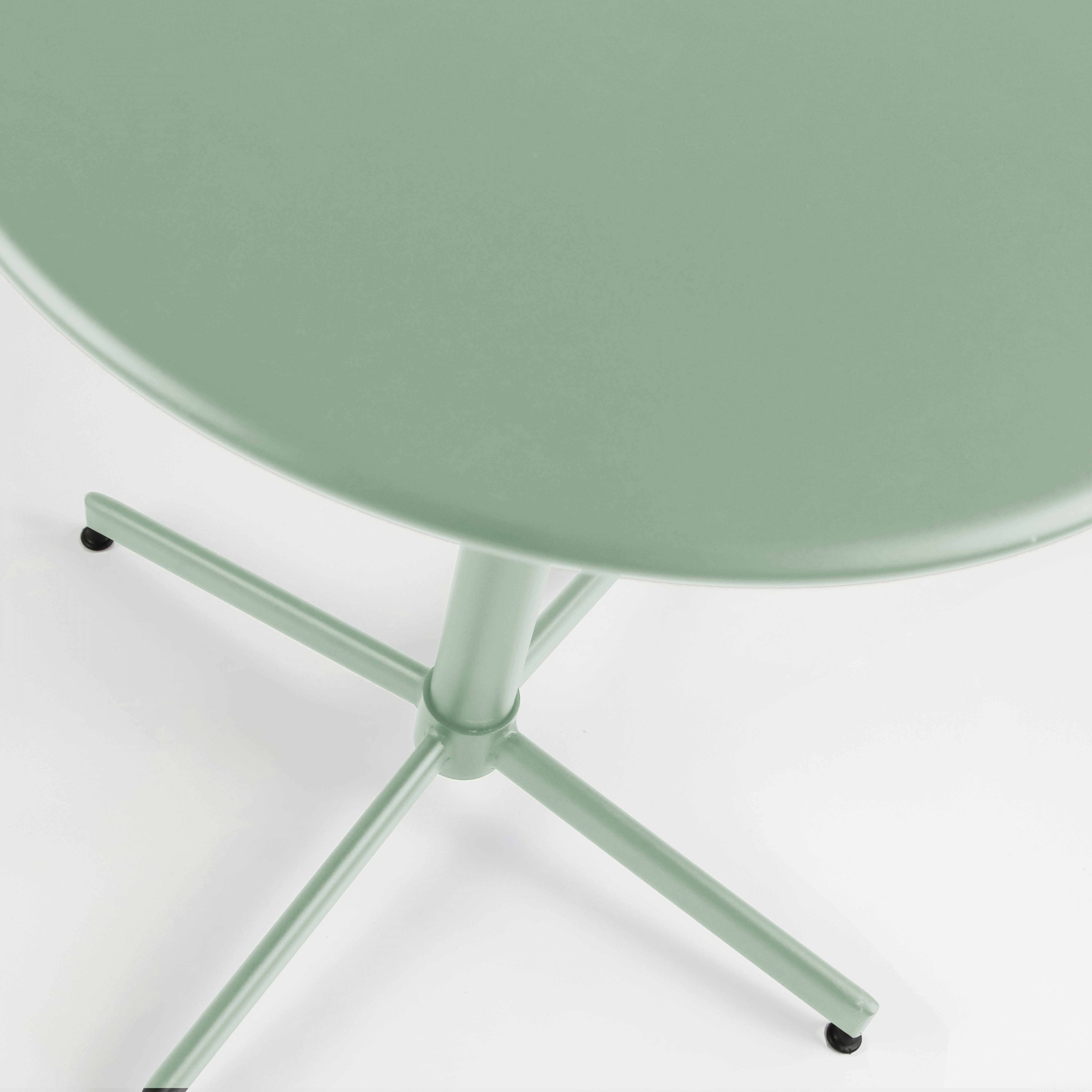 Oviala - Table de jardin ronde bistro inclinable en acier vert sauge 70cm Palavas - Oviala - Imagen 6