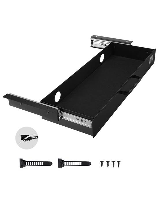VEVOR Tiroir coulissant sous bureau, 635x232x75mm, charge 5kg. - Image 1
