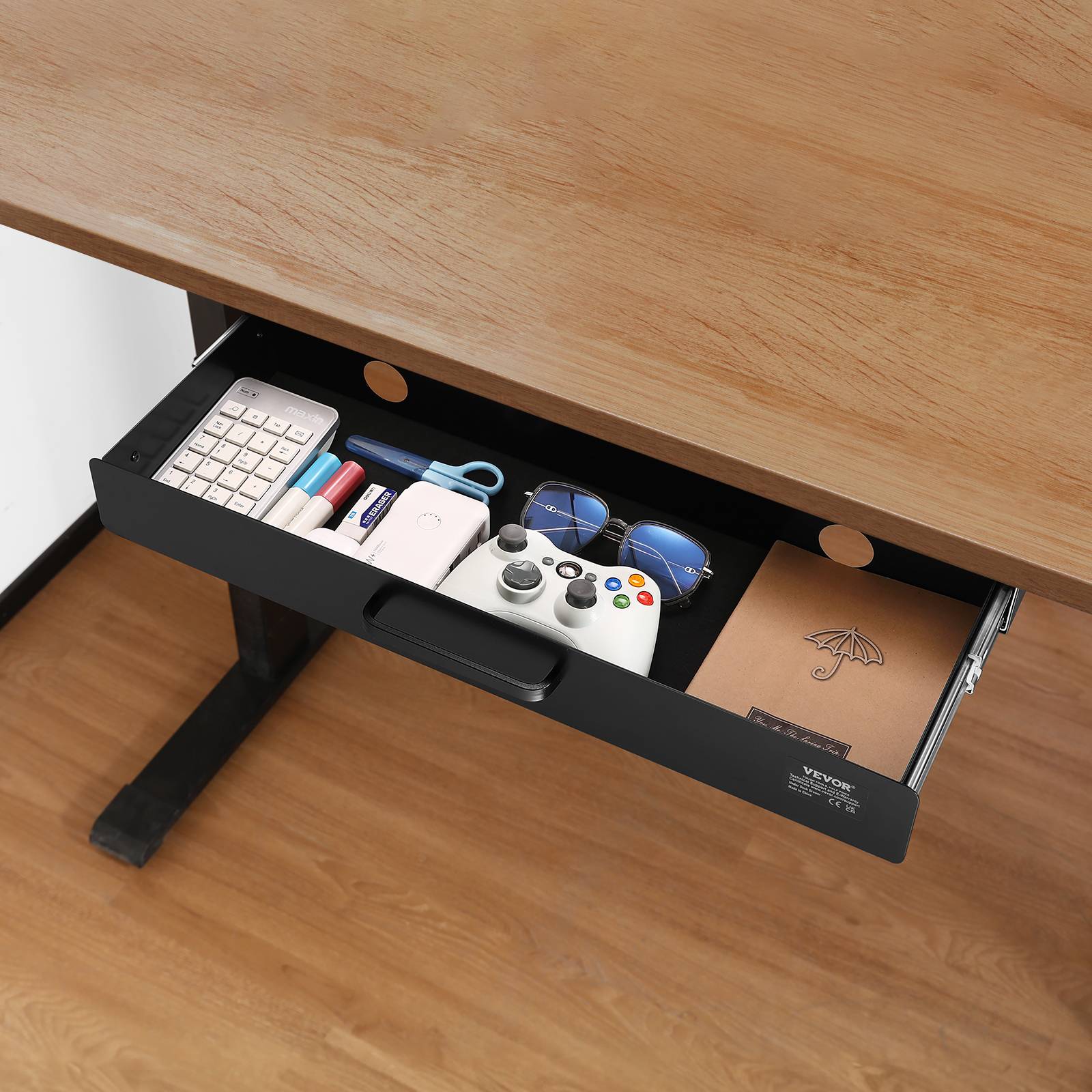 VEVOR Tiroir coulissant sous bureau, 635x232x75mm, charge 5kg. - Image 8