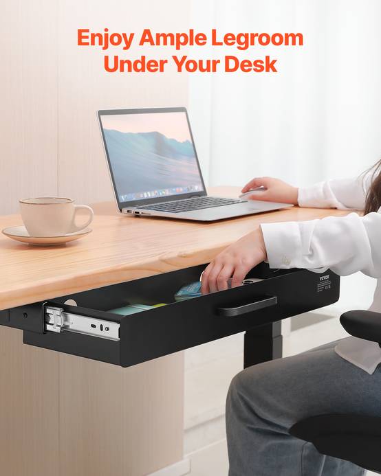 VEVOR Tiroir coulissant sous bureau, 635x232x75mm, charge 5kg. - Image 3