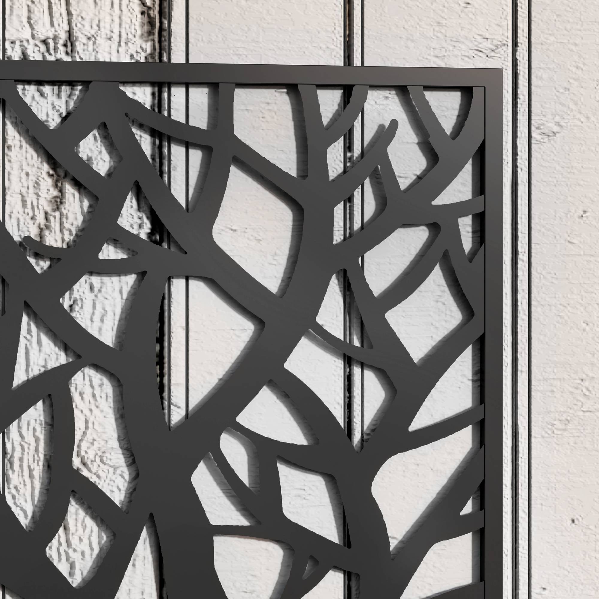 Jardinière surélevée avec panneau décoratif en métal et option de fixation murale 61 x 23 x 113 cm Noir - Image 10