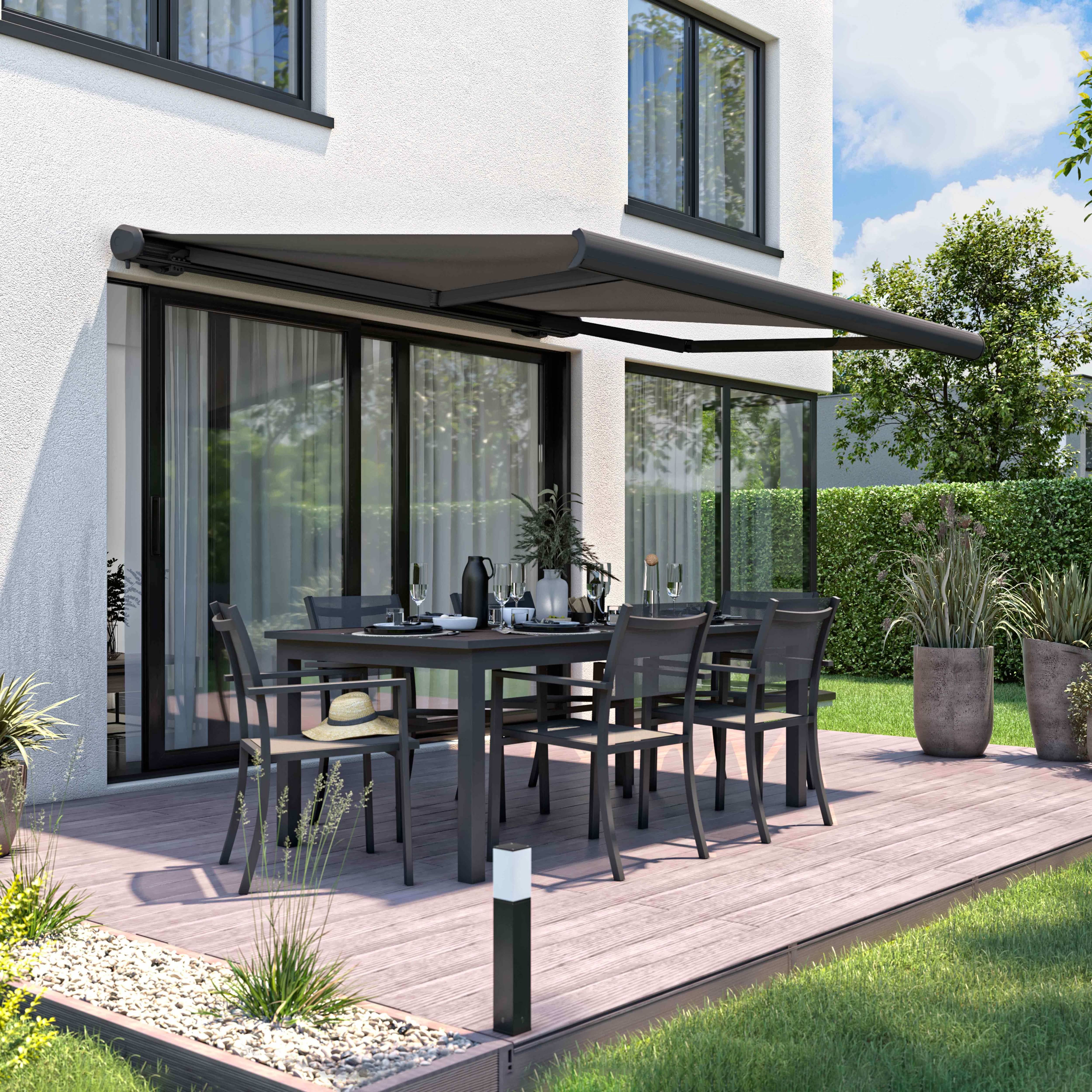 Oviala - Store banne coffre integral 2.5x2m aluminium gris Capri - Oviala - Imagen 2