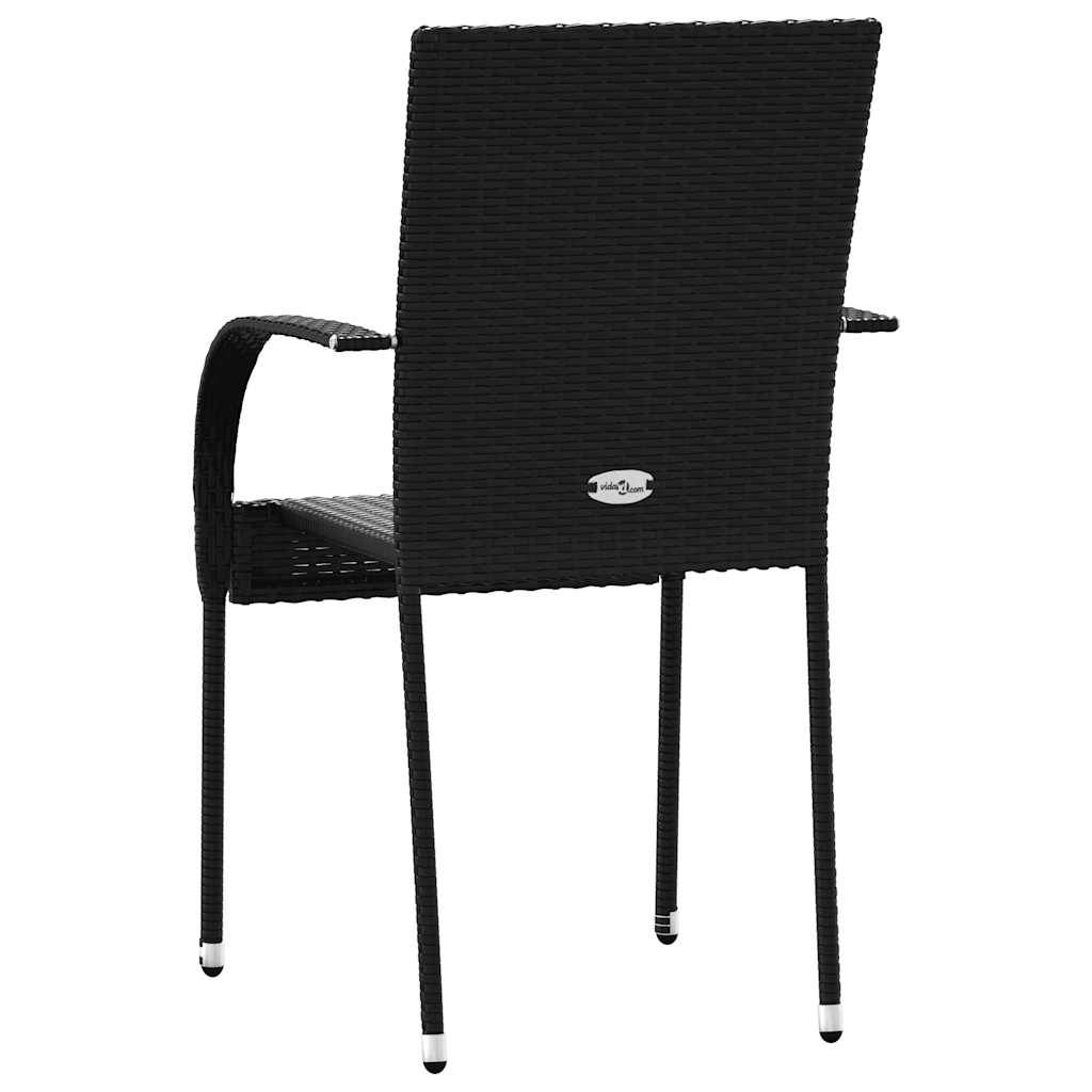Vidaxl - Chaises empilables d'extérieur lot de 2 Résine tressée Noir vidaXL 44238 - Imagen 7