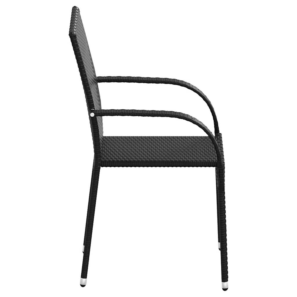 Vidaxl - Chaises empilables d'extérieur lot de 2 Résine tressée Noir vidaXL 44238 - Imagen 6