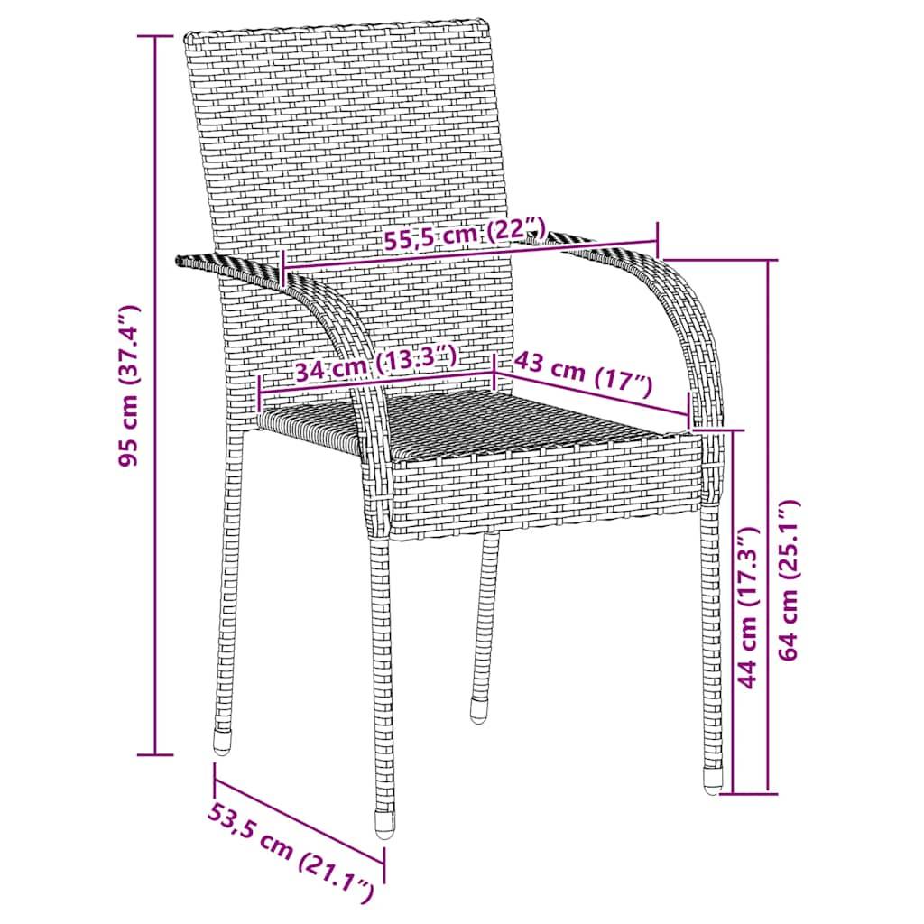 Vidaxl - Chaises empilables d'extérieur lot de 2 Résine tressée Noir vidaXL 44238 - Imagen 3