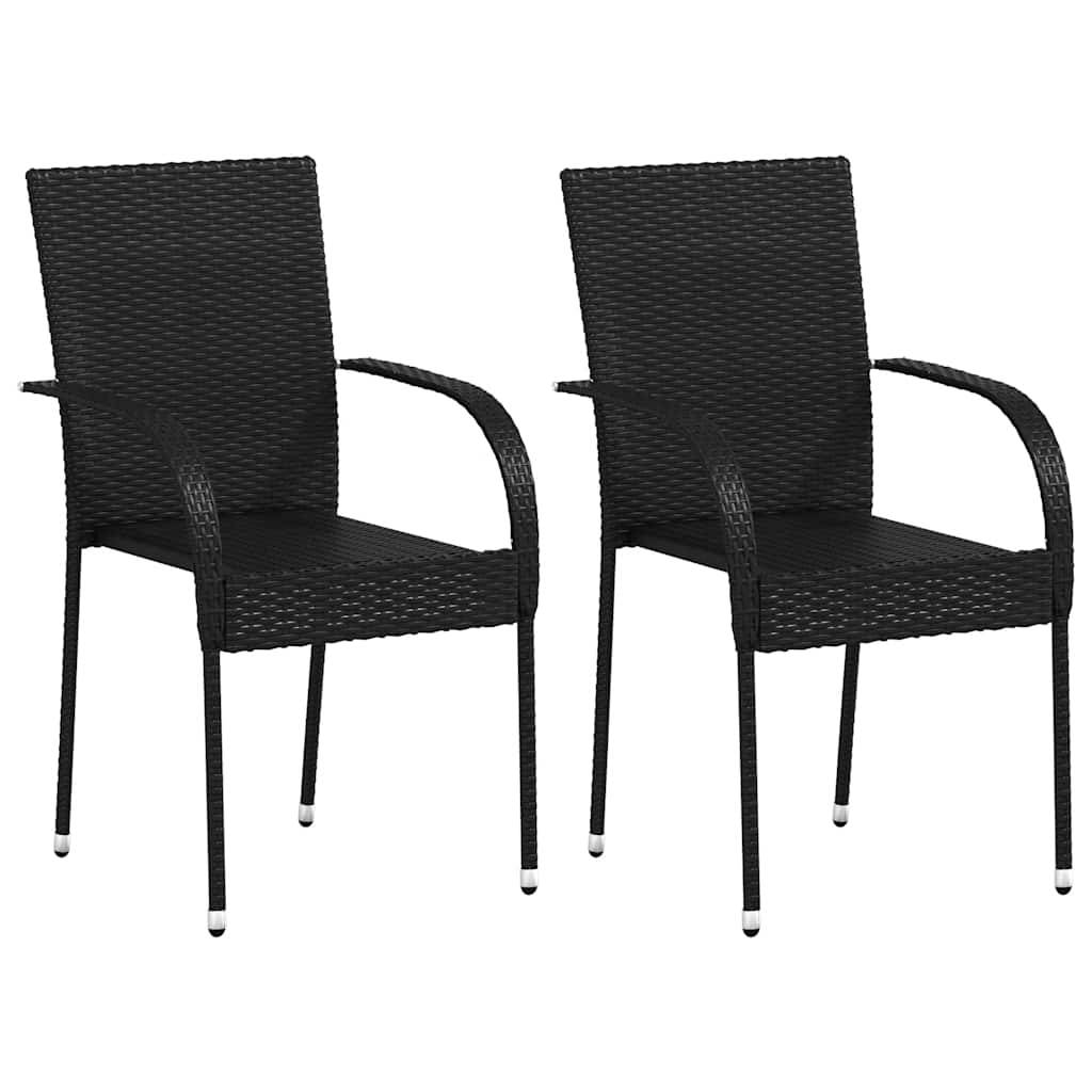 Vidaxl - Chaises empilables d'extérieur lot de 2 Résine tressée Noir vidaXL 44238 - Imagen 2