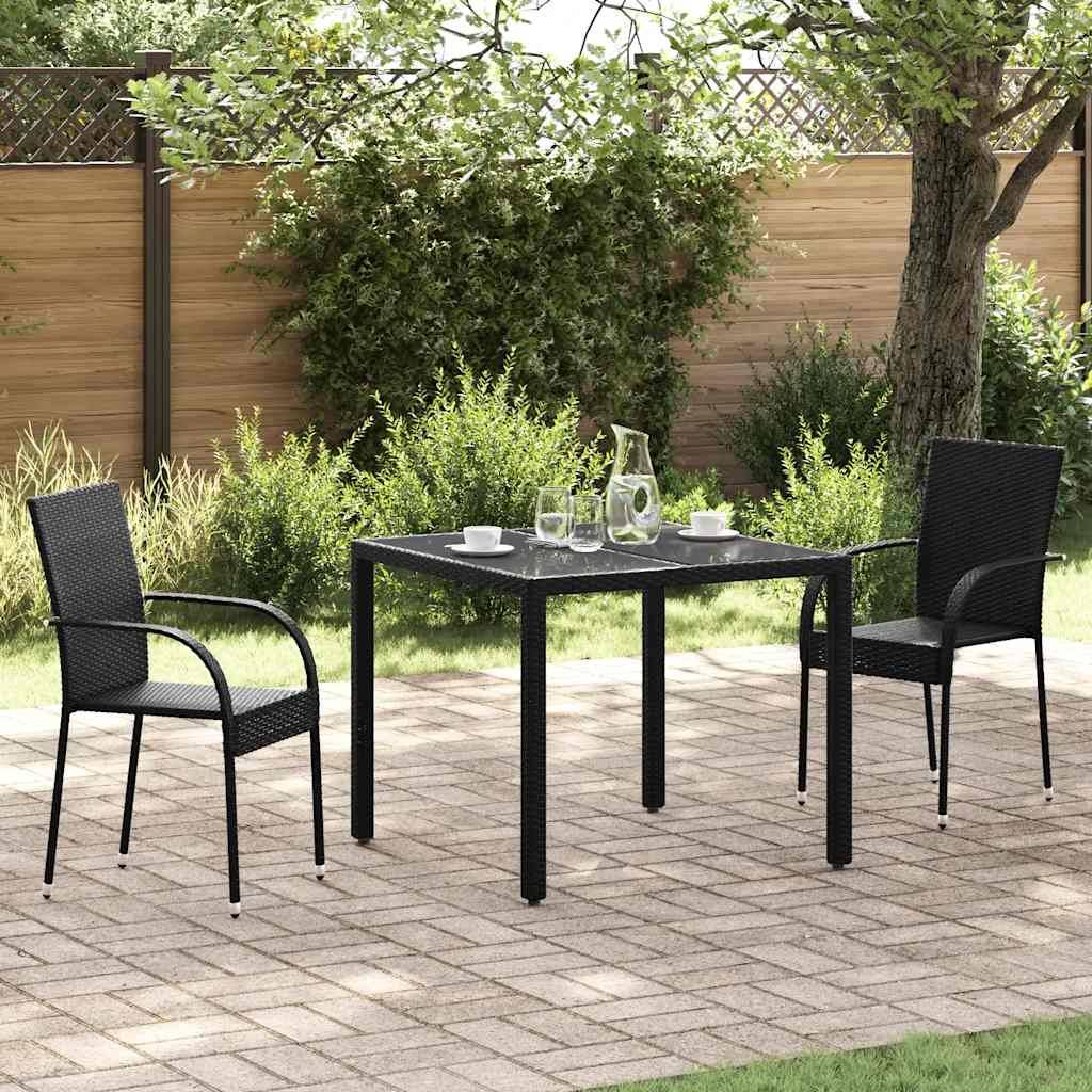 Vidaxl - Chaises empilables d'extérieur lot de 2 Résine tressée Noir vidaXL 44238 - Imagen 1