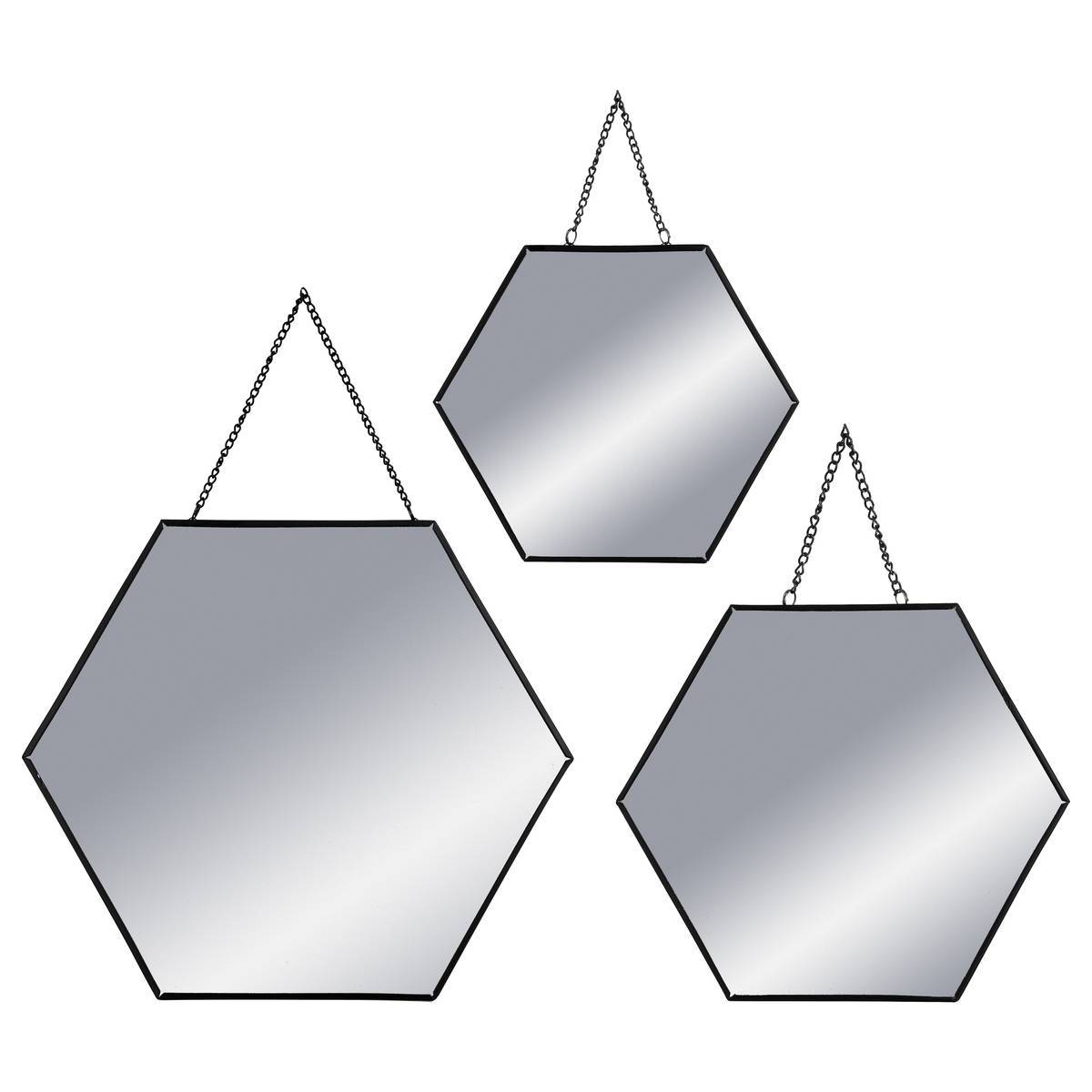 Atmosphera - Set de 3 miroirs noir L20/25/30cm - Atmosphera Créateur d'intérieur - Image 2