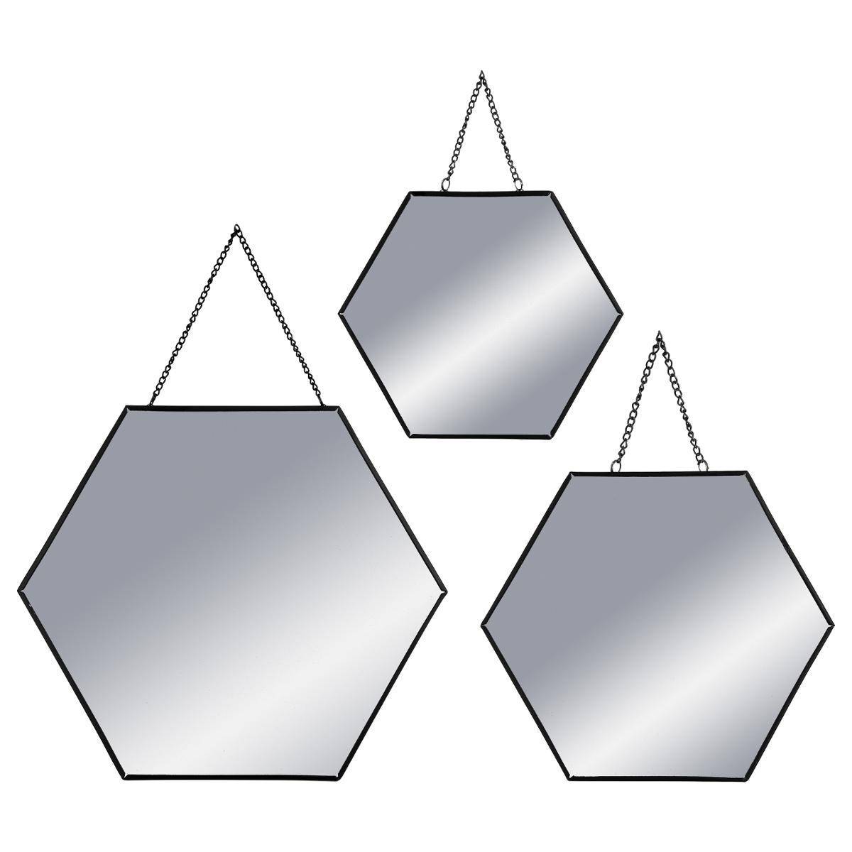 Atmosphera - Set de 3 miroirs noir L20/25/30cm - Atmosphera Créateur d'intérieur - Imagen 1