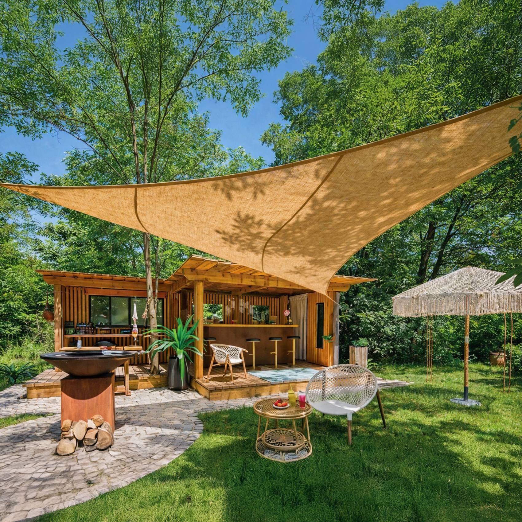 Voile d'ombrage Naturelle Jute Triangulaire 3,60 m - Jardiline - Imagen 3
