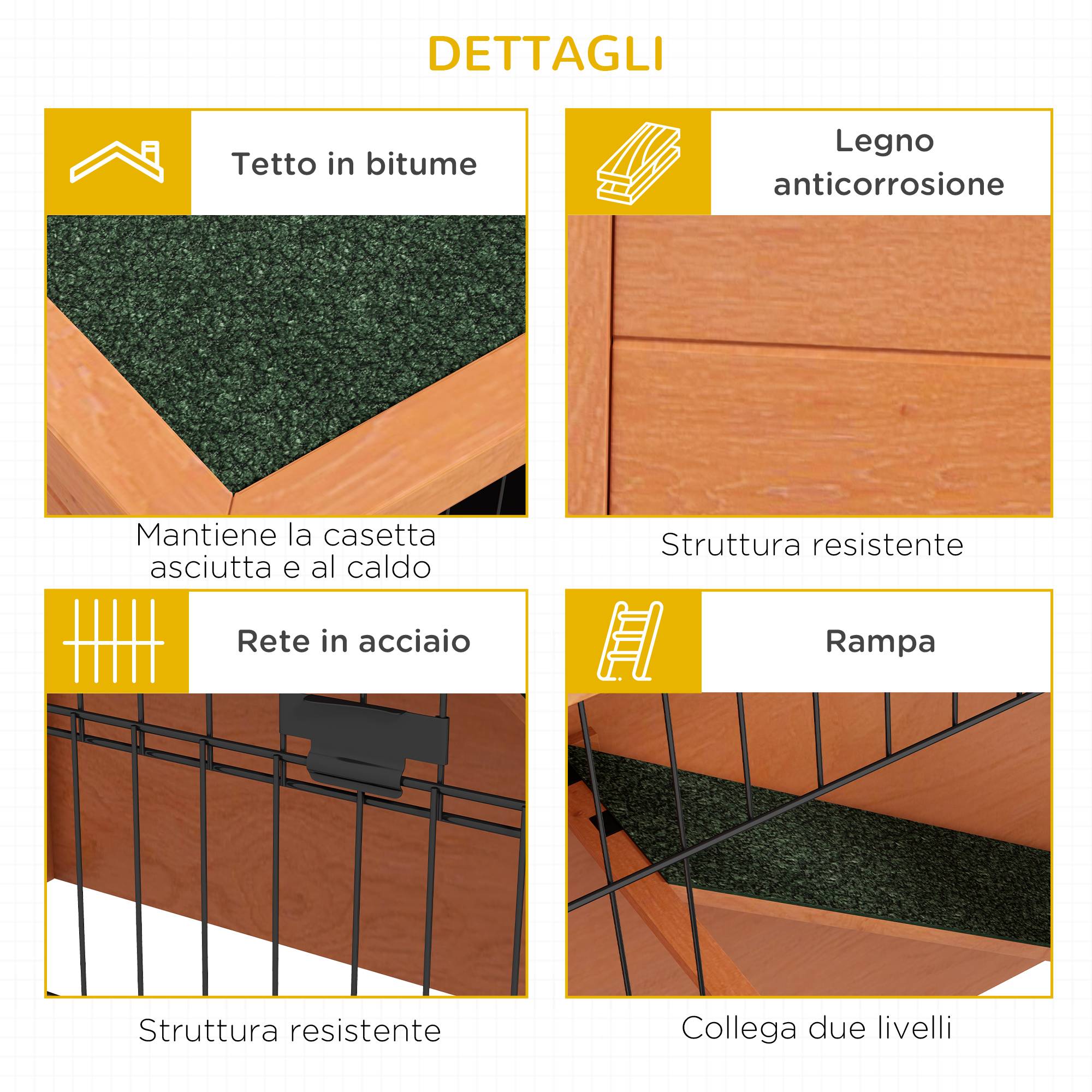 Clapier lapin 2 niveaux bois extérieur traitement anticorrosion 120x50x92cm - ComfortXL Outdoor Living - Image 9