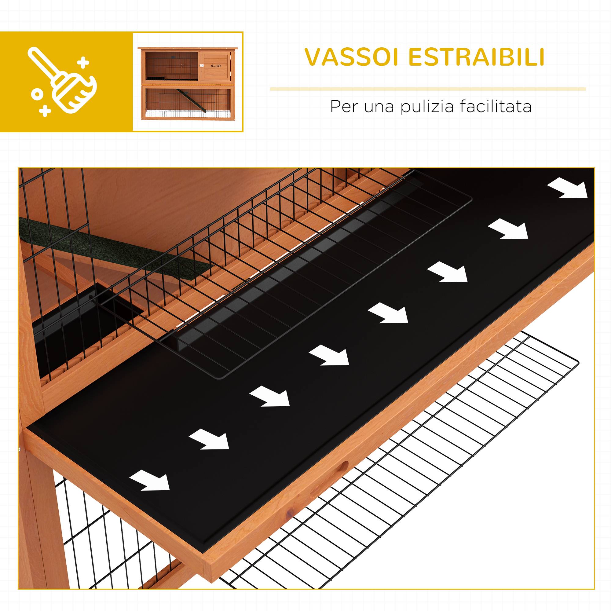 Clapier lapin 2 niveaux bois extérieur traitement anticorrosion 120x50x92cm - ComfortXL Outdoor Living - Image 8