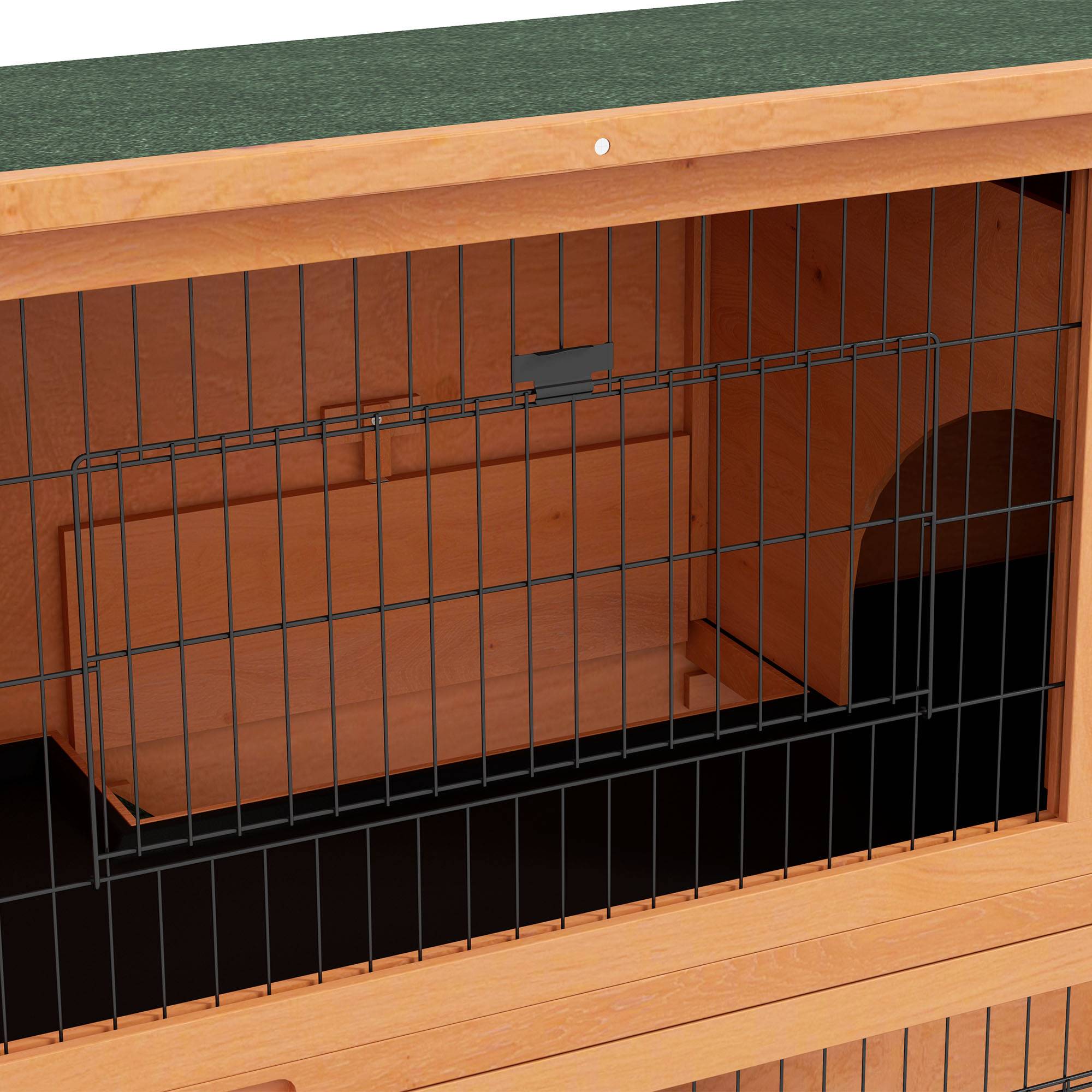 Clapier lapin 2 niveaux bois extérieur traitement anticorrosion 120x50x92cm - ComfortXL Outdoor Living - Image 10