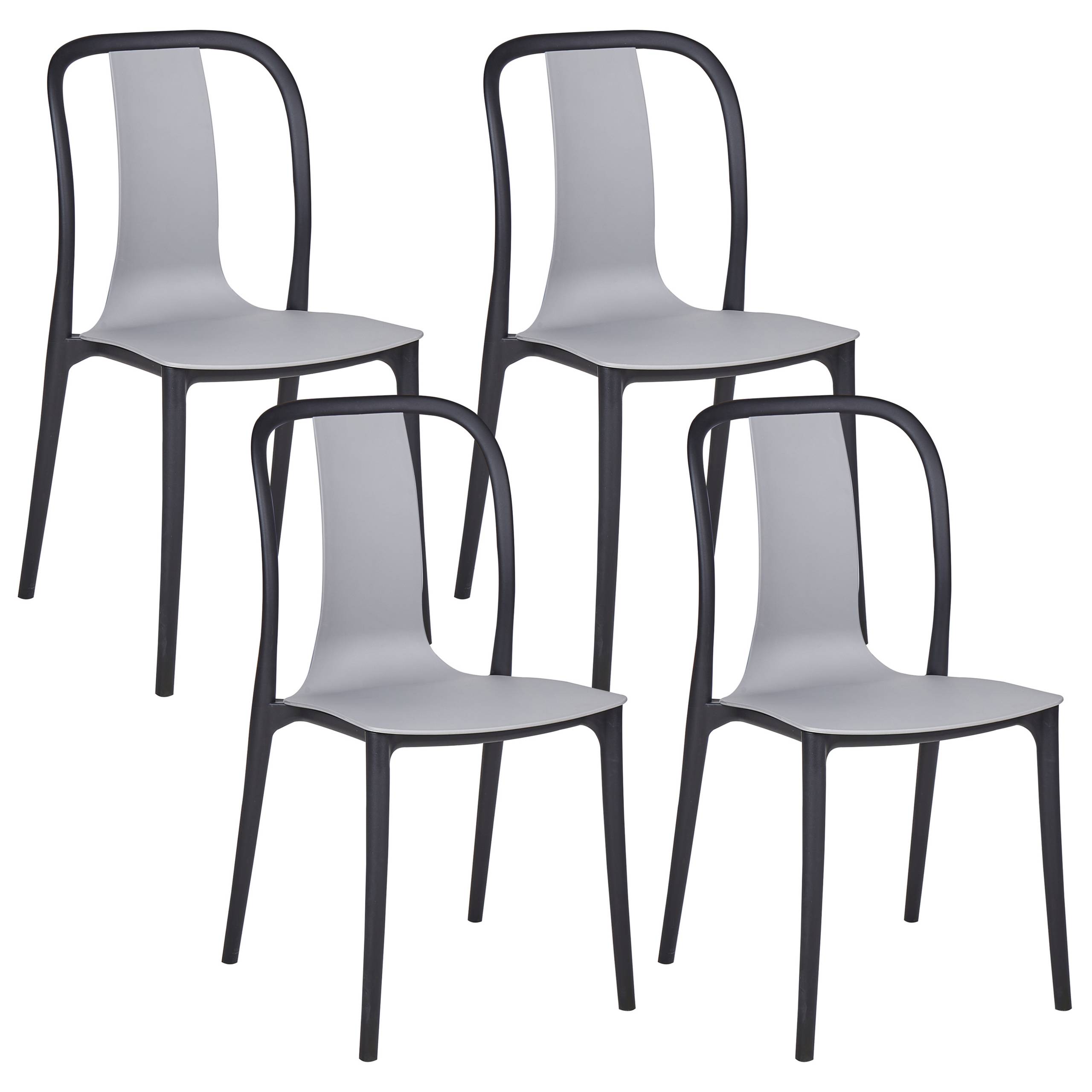 Beliani - Lot de 4 Chaises de Jardin en Plastique Gris et Noir Intérieur Extérieur Style Moderne - Imagen 1