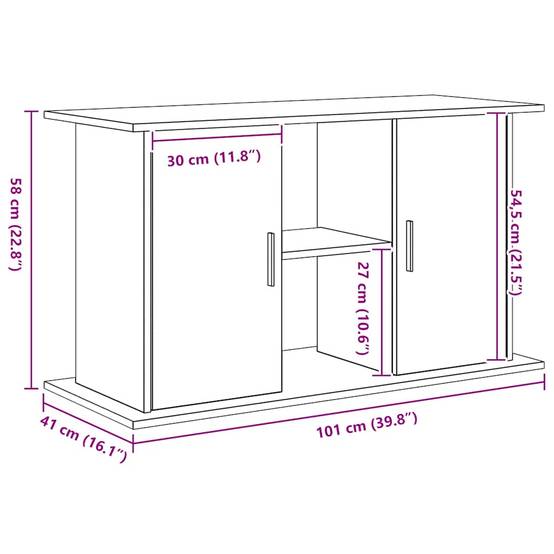 Meuble d'aquarium Chêne Noir Rangement Mixte Portes et Étagères 101x41x58 cm - ComfortXL Outdoor Living - Image 5