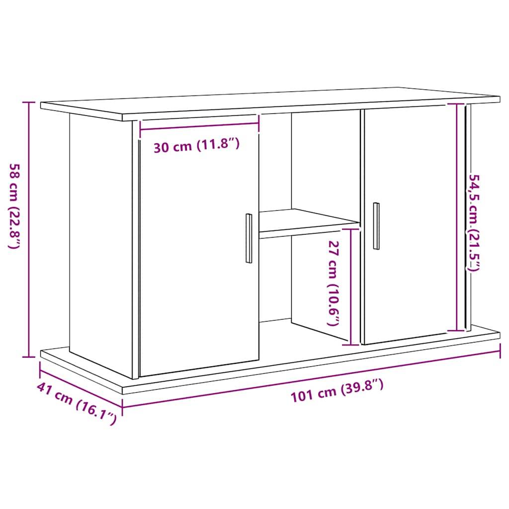Meuble d'aquarium Chêne Noir Rangement Mixte Portes et Étagères 101x41x58 cm - ComfortXL Outdoor Living - Image 5