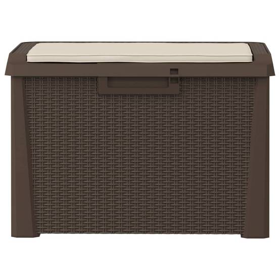 Banc Coffre de Rangement Polypropylène avec Coussin pour Jardin Terrasse Brun 125L – ComfortXL Outdoor Living - Image 6