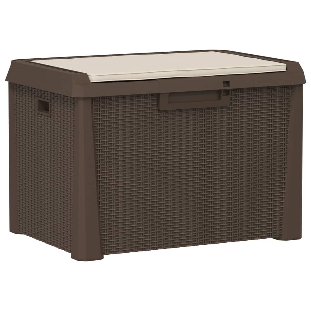 Banc Coffre de Rangement Polypropylène avec Coussin pour Jardin Terrasse Brun 125L – ComfortXL Outdoor Living - Image 2