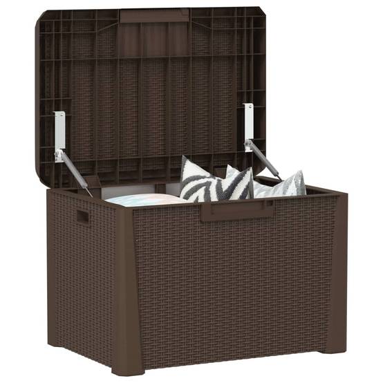 Banc Coffre de Rangement Polypropylène avec Coussin pour Jardin Terrasse Brun 125L – ComfortXL Outdoor Living - Image 4