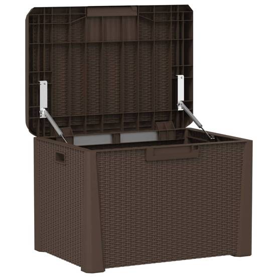 Banc Coffre de Rangement Polypropylène avec Coussin pour Jardin Terrasse Brun 125L – ComfortXL Outdoor Living - Image 5