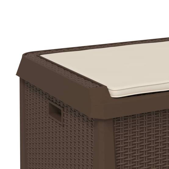 Banc Coffre de Rangement Polypropylène avec Coussin pour Jardin Terrasse Brun 125L – ComfortXL Outdoor Living - Image 9
