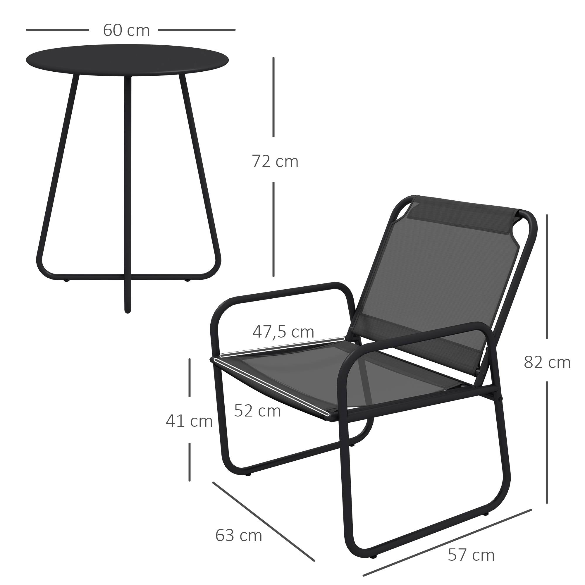 Outsunny - Ensemble salon de jardin 3 pcs 2 fauteuils et table ronde gris - Outsunny - Imagen 3