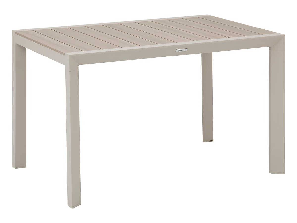 Hesperide - Table de jardin rectangulaire alu Evasion 4 places effet bois Lin et argile + 4 fauteuils Piazza - Hespéride - Image 3