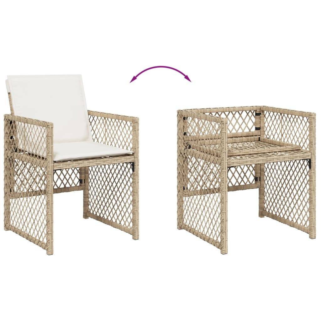 Salon de Jardin XXL 14 Places Encastrable, Grande Table Verre, Résine Tressée Beige et Tabourets – ComfortXL Outdoor Living - Image 7