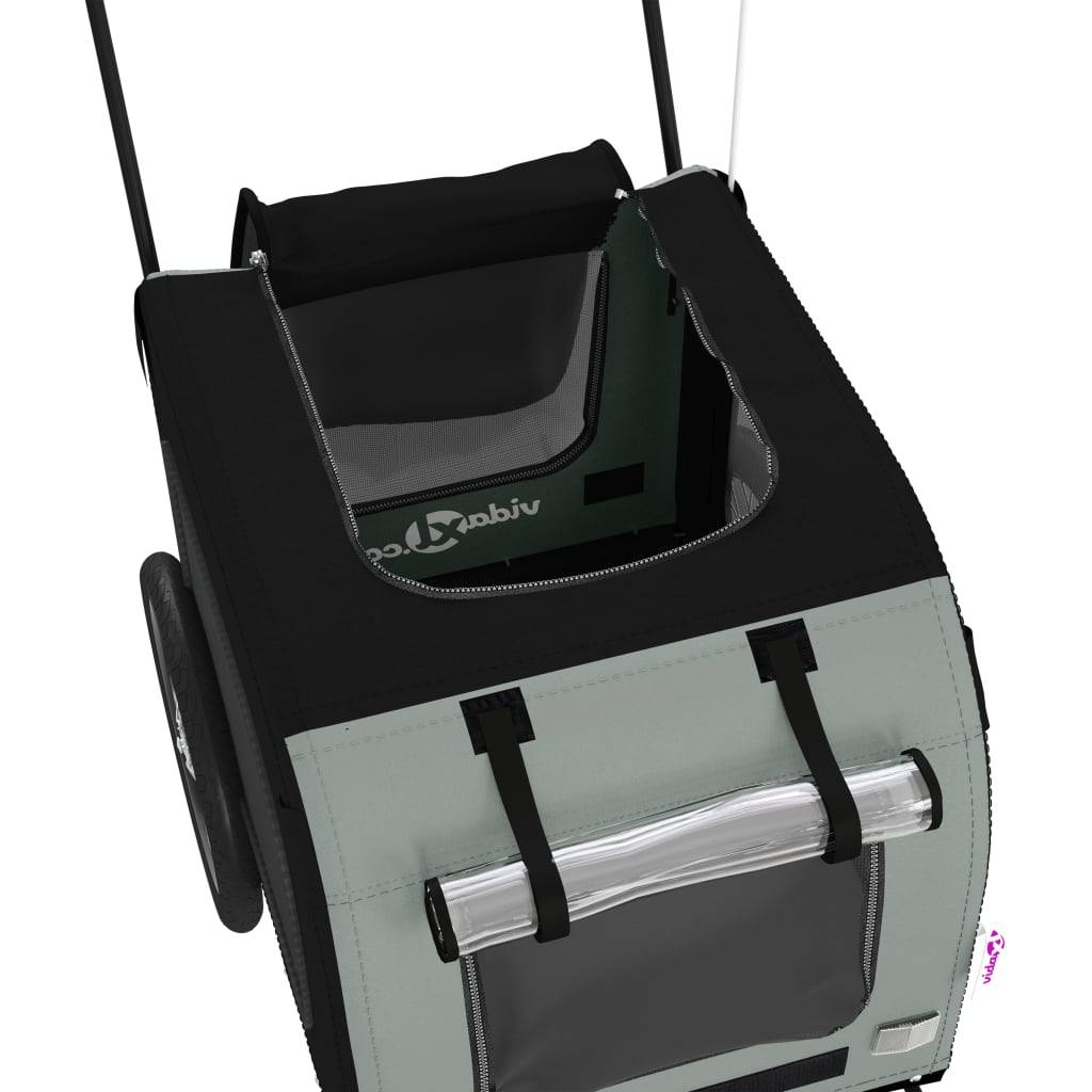 Remorque de vélo pour animaux fer et tissu noir et gris 68 x 134 x 73 cm - PANGIVO - Image 10