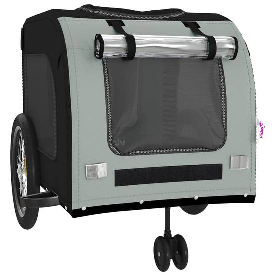 Remorque de vélo pour animaux fer et tissu noir et gris 68 x 134 x 73 cm - PANGIVO - Image 5