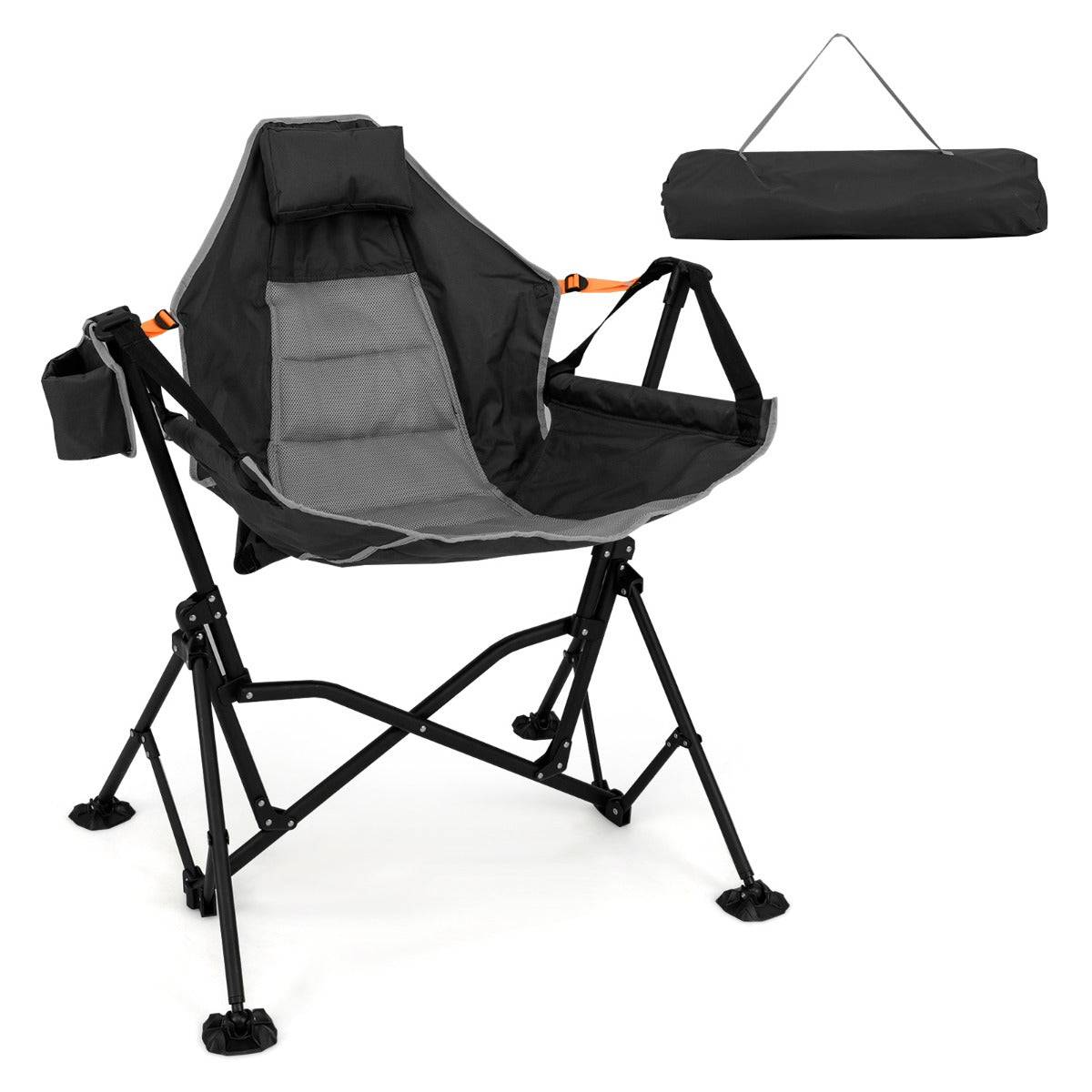 Helloshop26 - Chaise hamac de camping surdimensionnée 95 x 71 x 90 cm confort rembourré angle réglable en tissu oxford noir