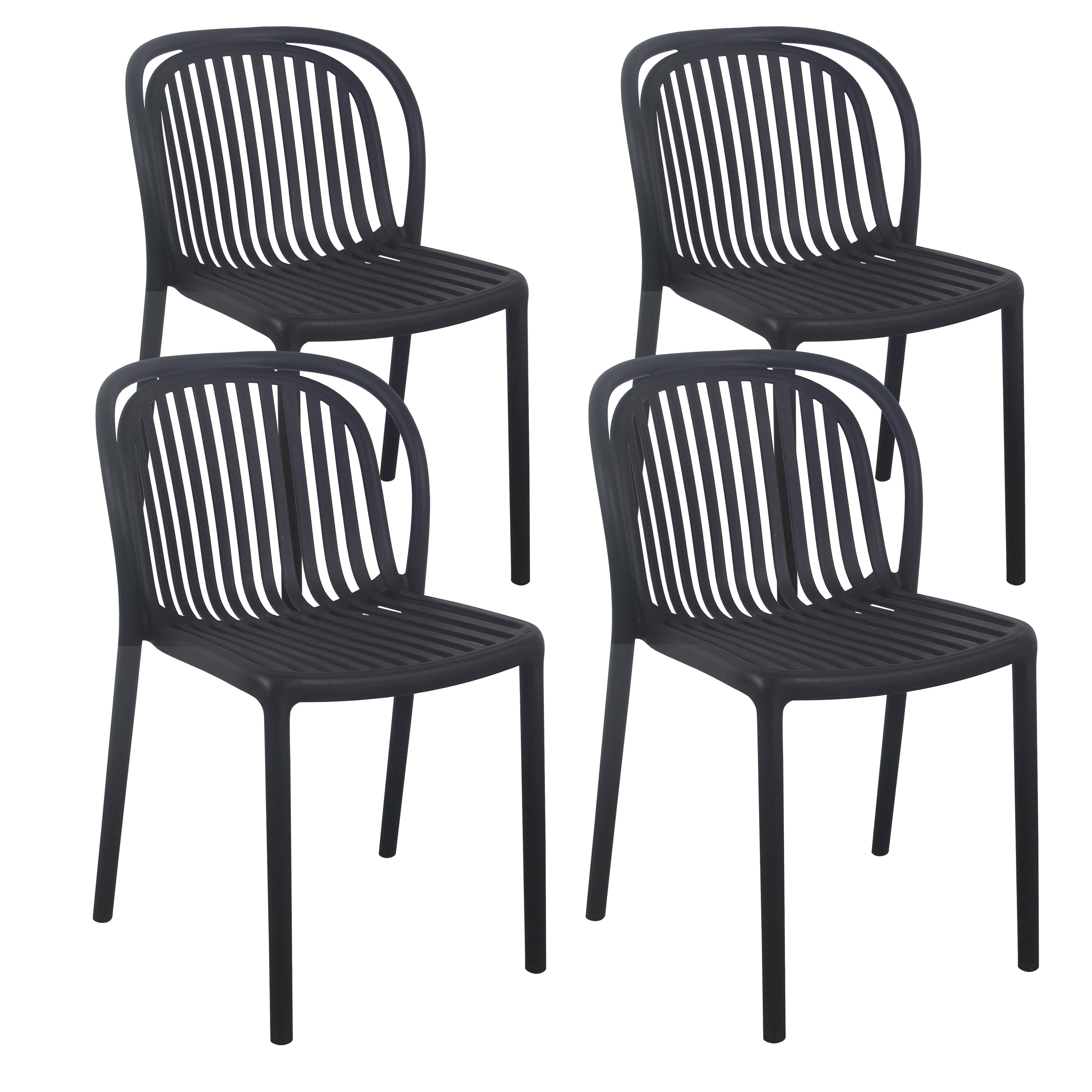 Oviala - Lot de 4 chaises de terrasse en plastique noir Copenhague - Oviala - Imagen 1