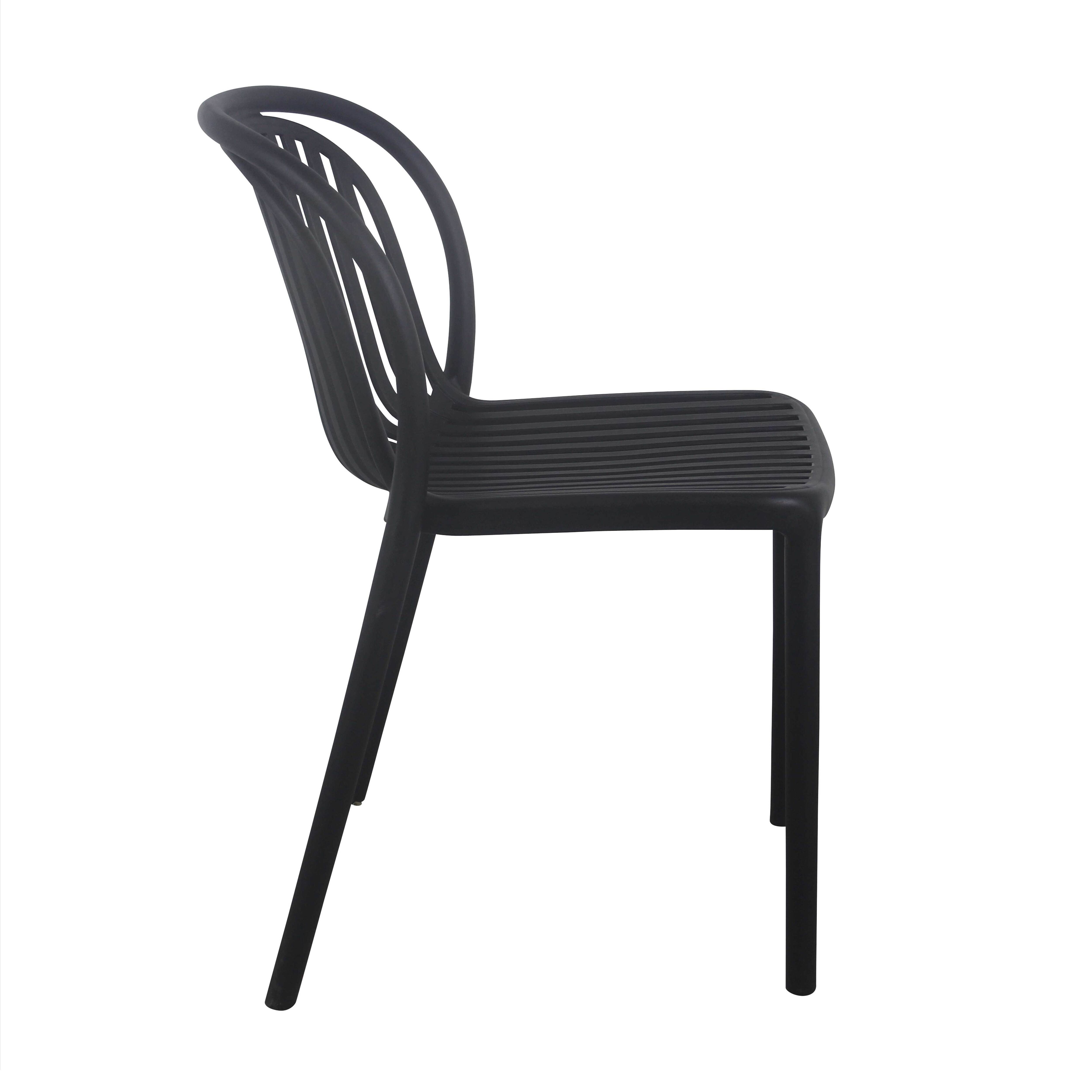 Oviala - Lot de 4 chaises de terrasse en plastique noir Copenhague - Oviala - Imagen 4