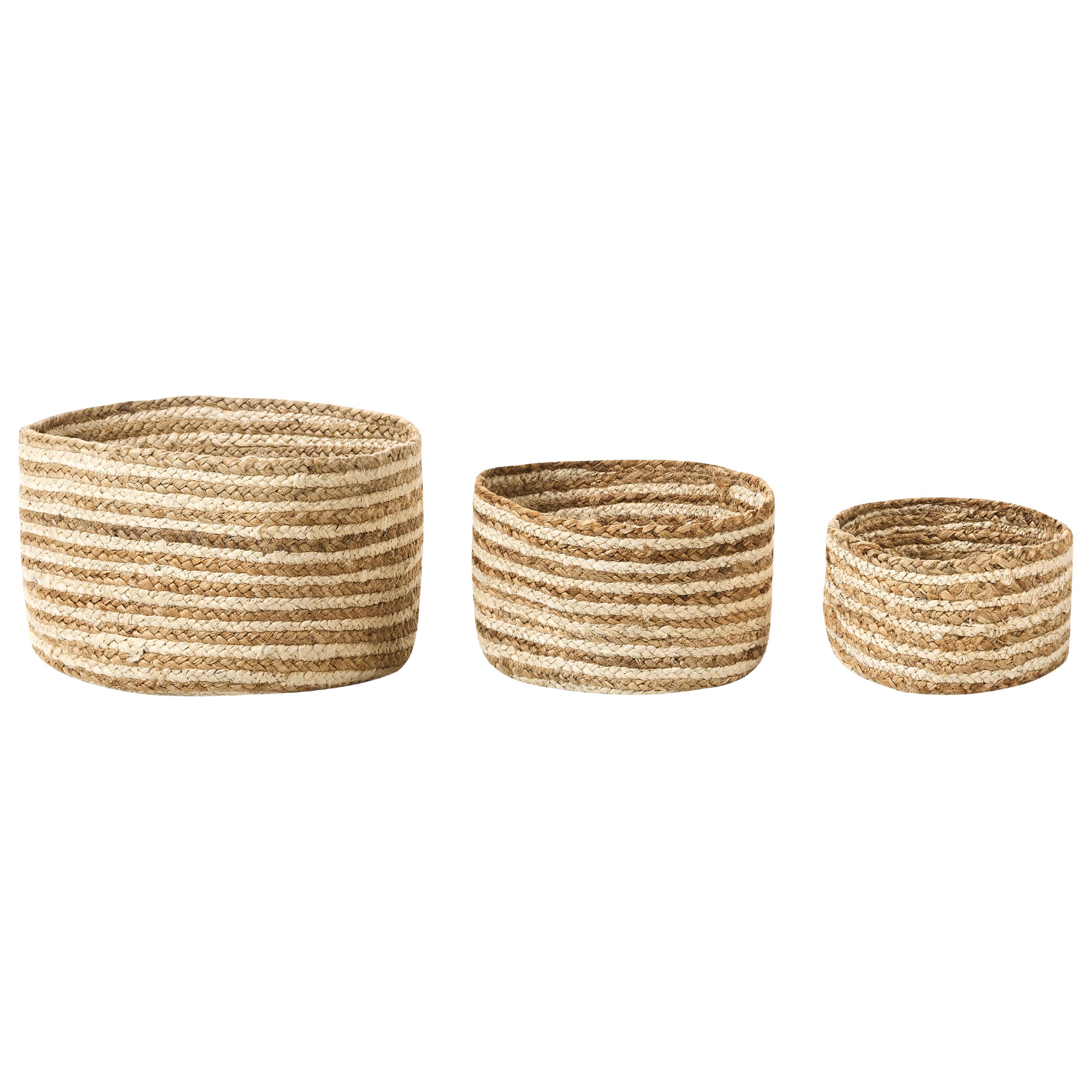 Beliani - Lot de 3 Paniers de Rangement en Jute Naturelle Beige 13/14/20 cm de Hauteur Accessoire Linge Décoration Boho - Imagen 1