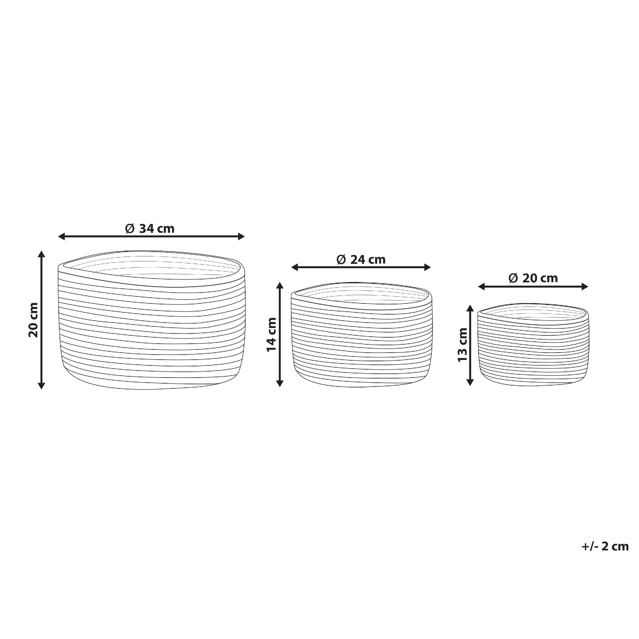Beliani - Lot de 3 Paniers de Rangement en Jute Naturelle Beige 13/14/20 cm de Hauteur Accessoire Linge Décoration Boho - Imagen 3