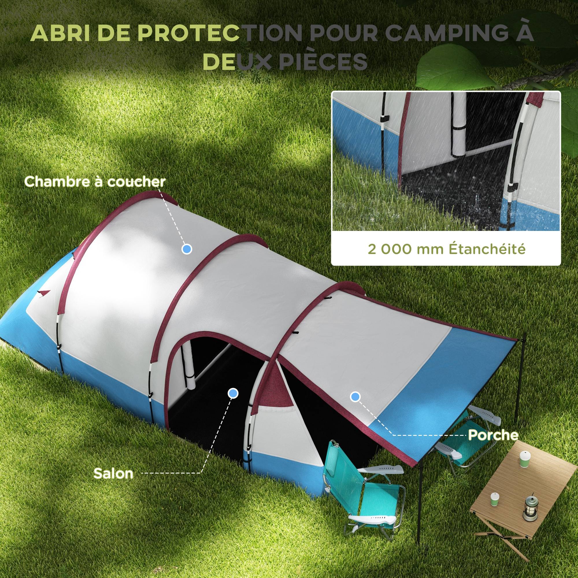 Tente de camping tunnels polyester gris 420 x 200 x 150 cm - PANGIVO - Image 6