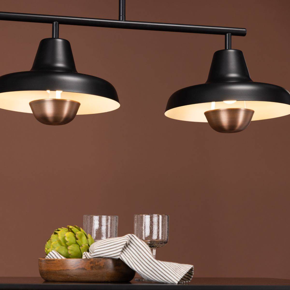 Suspension Design 3 Lampes "Stoten" 112cm Noir - Image 5