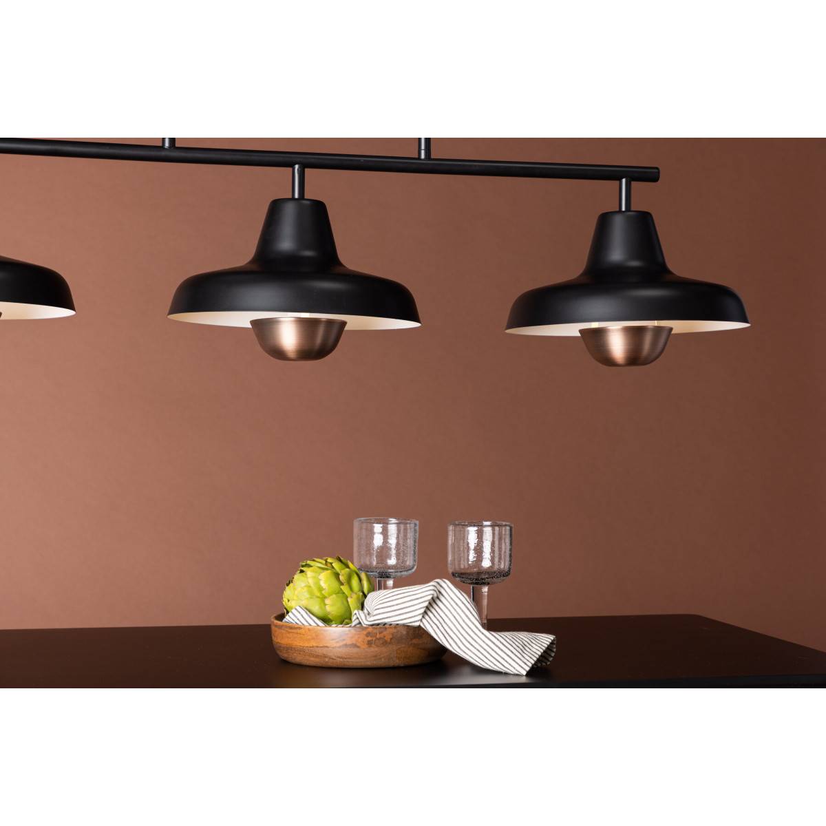 Suspension Design 3 Lampes "Stoten" 112cm Noir - Image 7