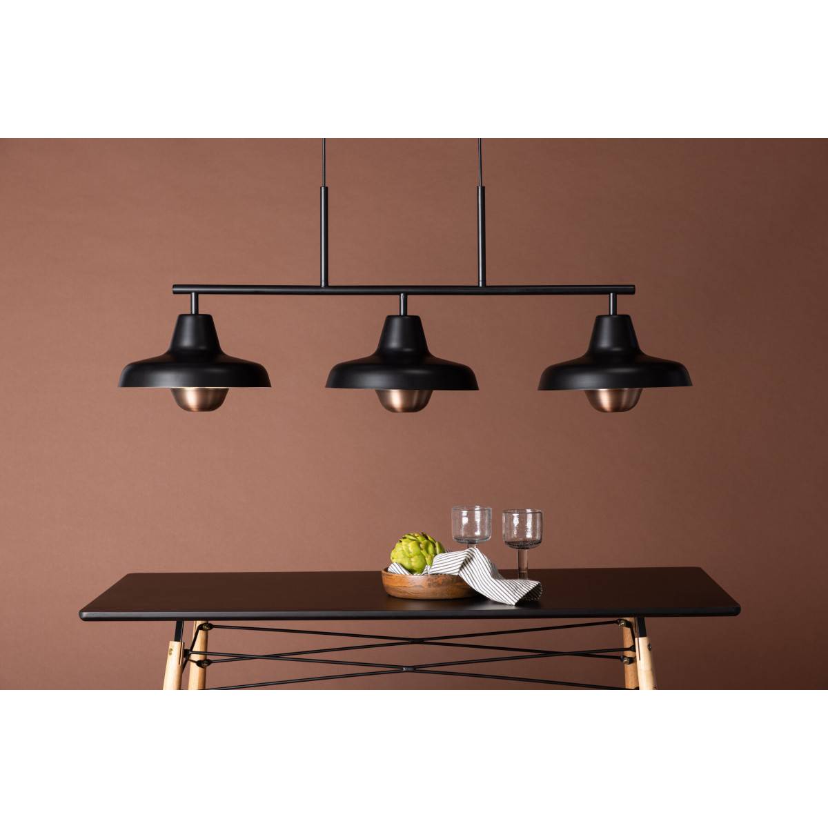 Suspension Design 3 Lampes "Stoten" 112cm Noir - Image 6