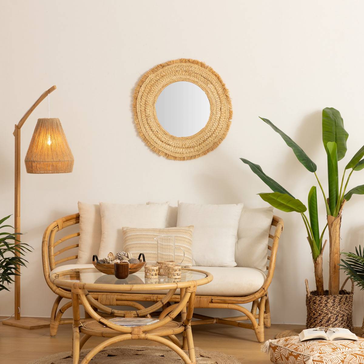 Atmosphera - Miroir tressé "Célia" raphia D68cm - Atmosphera Créateur d'intérieur - Image 1