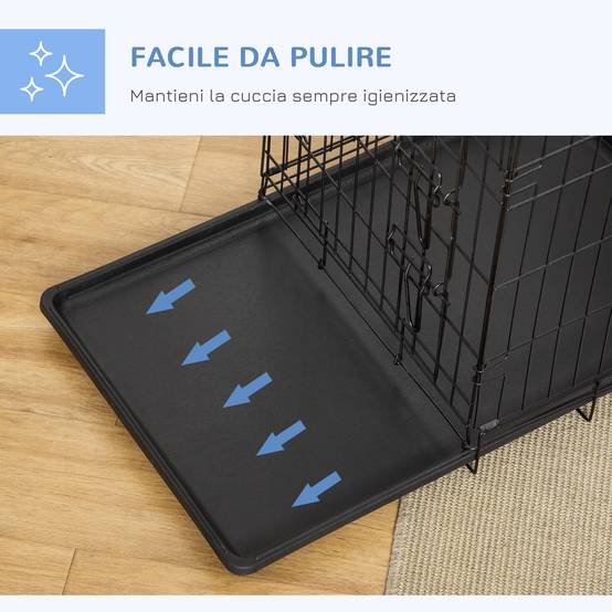 ComfortXL - Cage Transport Chien Chat Métal Pliable Voyage Sécurisée 2 Portes 76cm Noir - ComfortXL Pet Living - Image 6