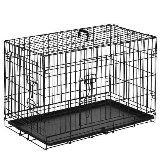 ComfortXL - Cage Transport Chien Chat Métal Pliable Voyage Sécurisée 2 Portes 76cm Noir - ComfortXL Pet Living - Image 2
