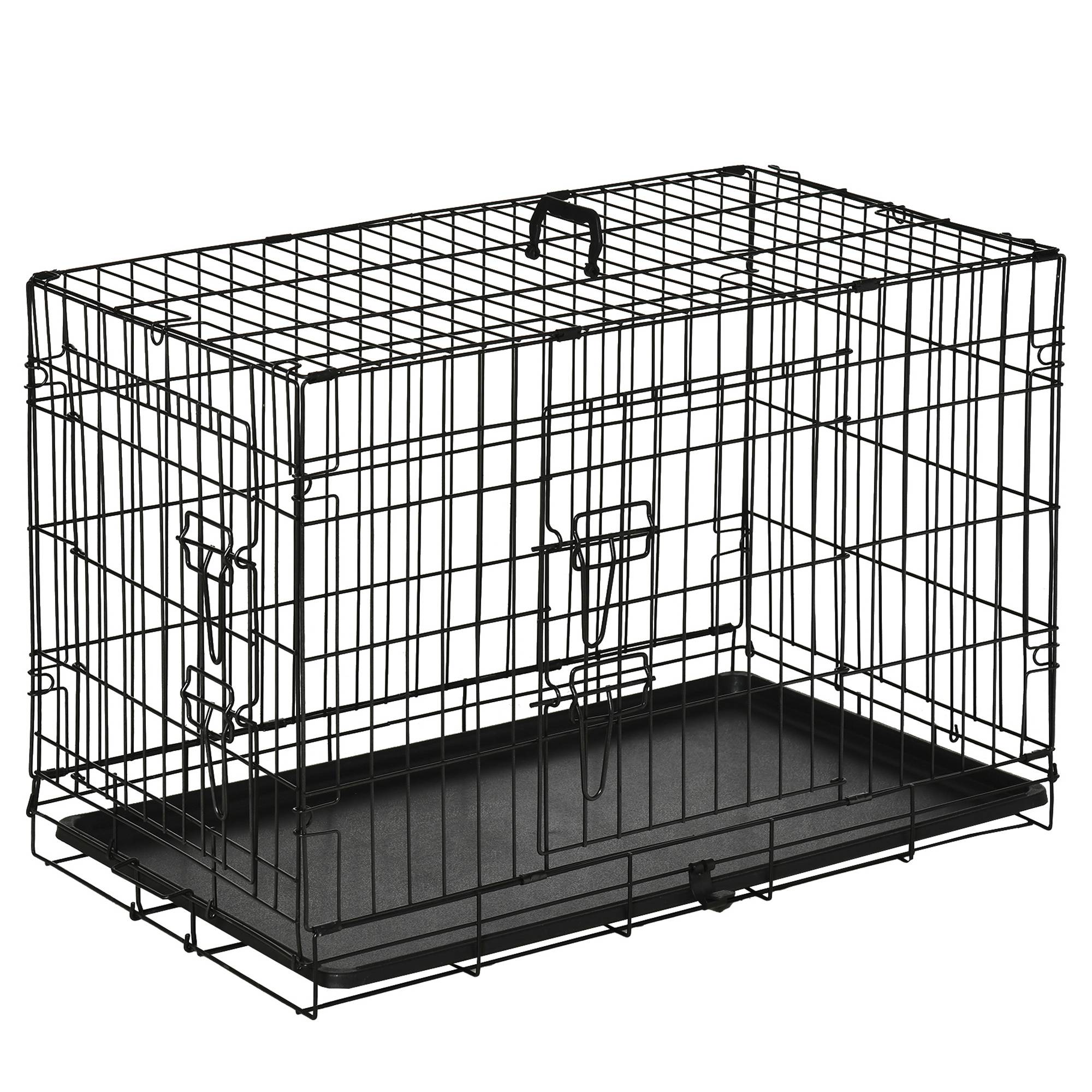 ComfortXL - Cage Transport Chien Chat Métal Pliable Voyage Sécurisée 2 Portes 76cm Noir - ComfortXL Pet Living - Image 2