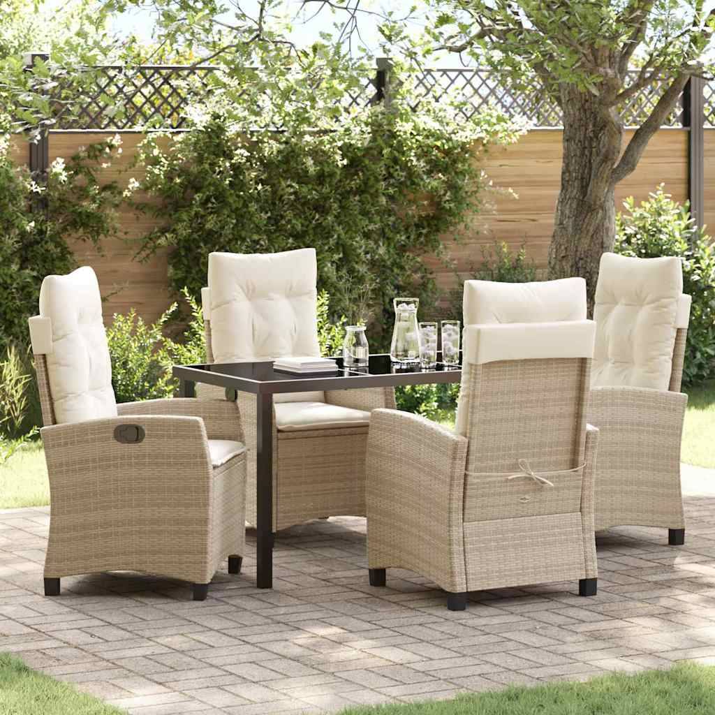 ComfortXL - Ensemble table et chaises de jardin 5 pcs en polyrotin pour 4 convives Beige – ComfortXL Outdoor Living - Image 1