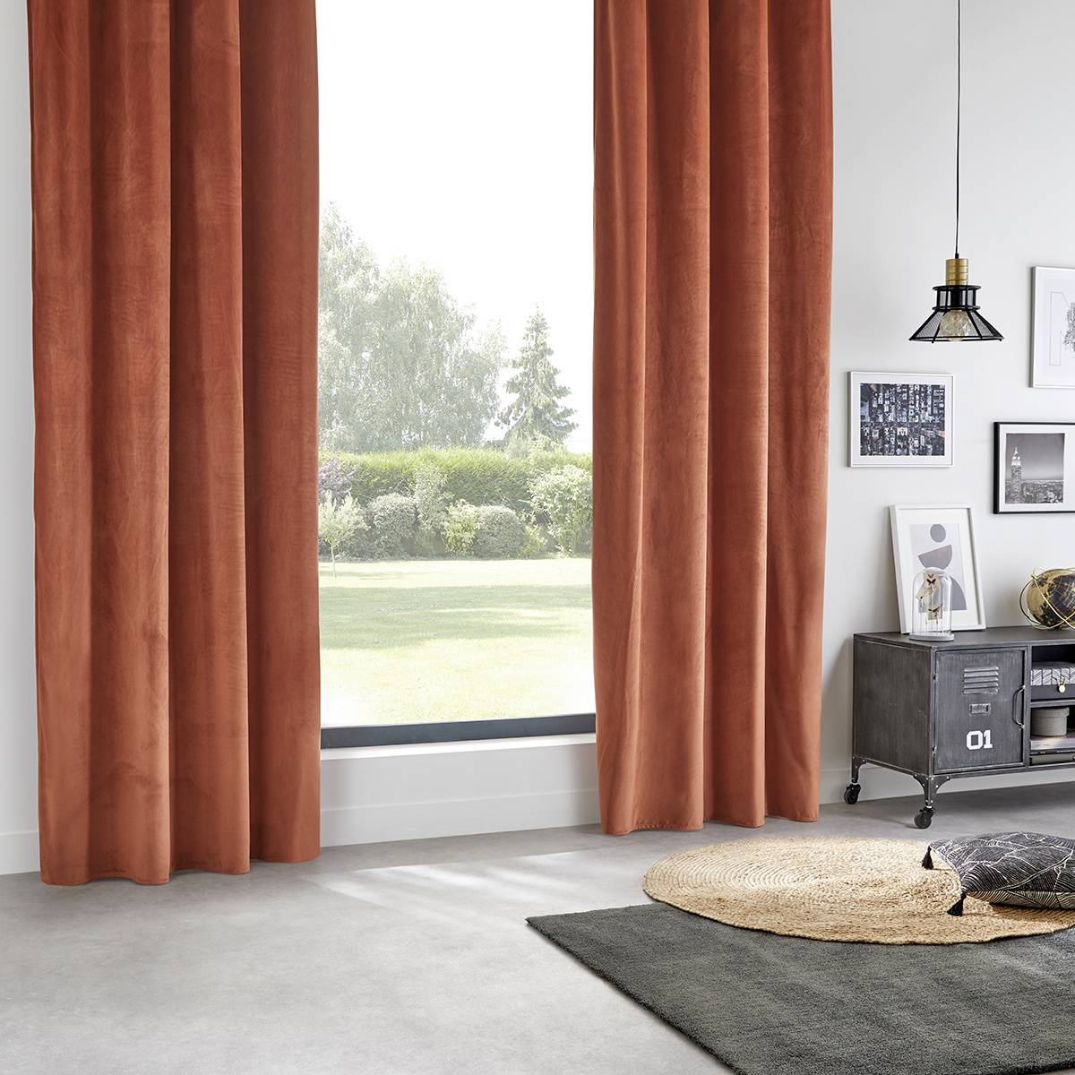 Atmosphera - Rideau occultant velours rose terracotta 140x260cm - Atmosphera Créateur d'intérieur - Imagen 1