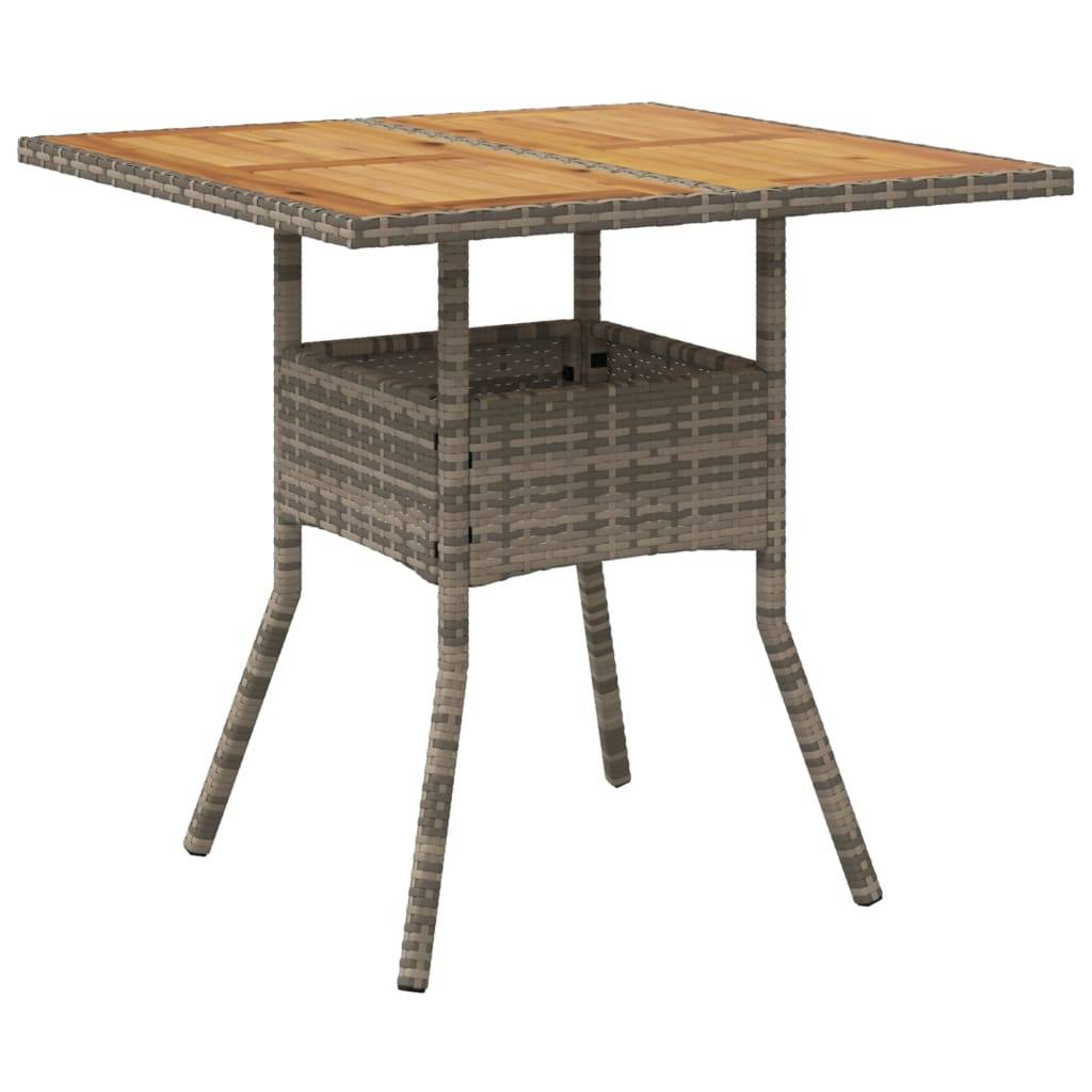 ComfortXL - Table Carrée pour Balcon 80x80cm, Alliance de Résine Tressée Grise et Plateau en Bois d'Acacia – ComfortXL Outdoor Living - Image 2