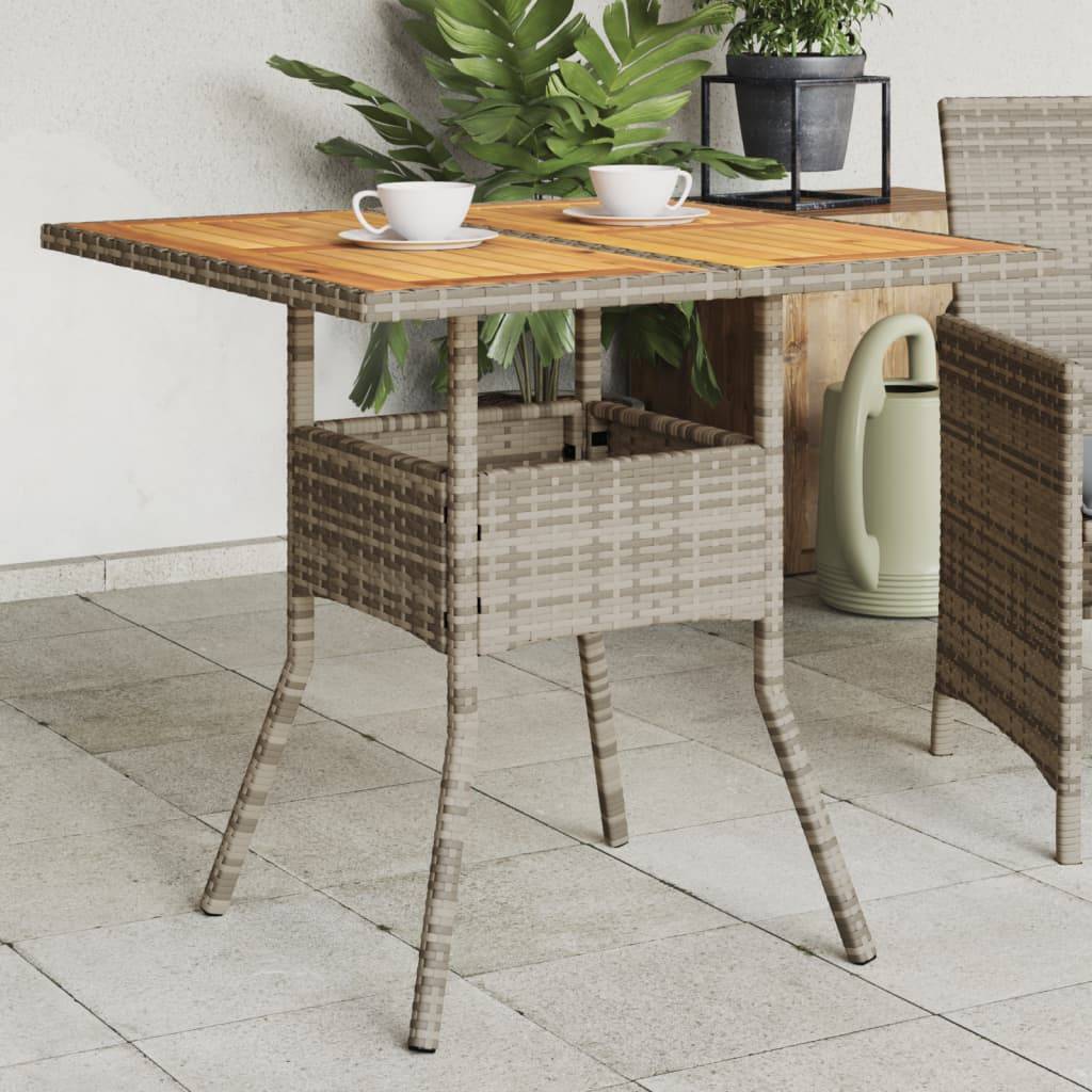 ComfortXL - Table Carrée pour Balcon 80x80cm, Alliance de Résine Tressée Grise et Plateau en Bois d'Acacia – ComfortXL Outdoor Living - Image 1
