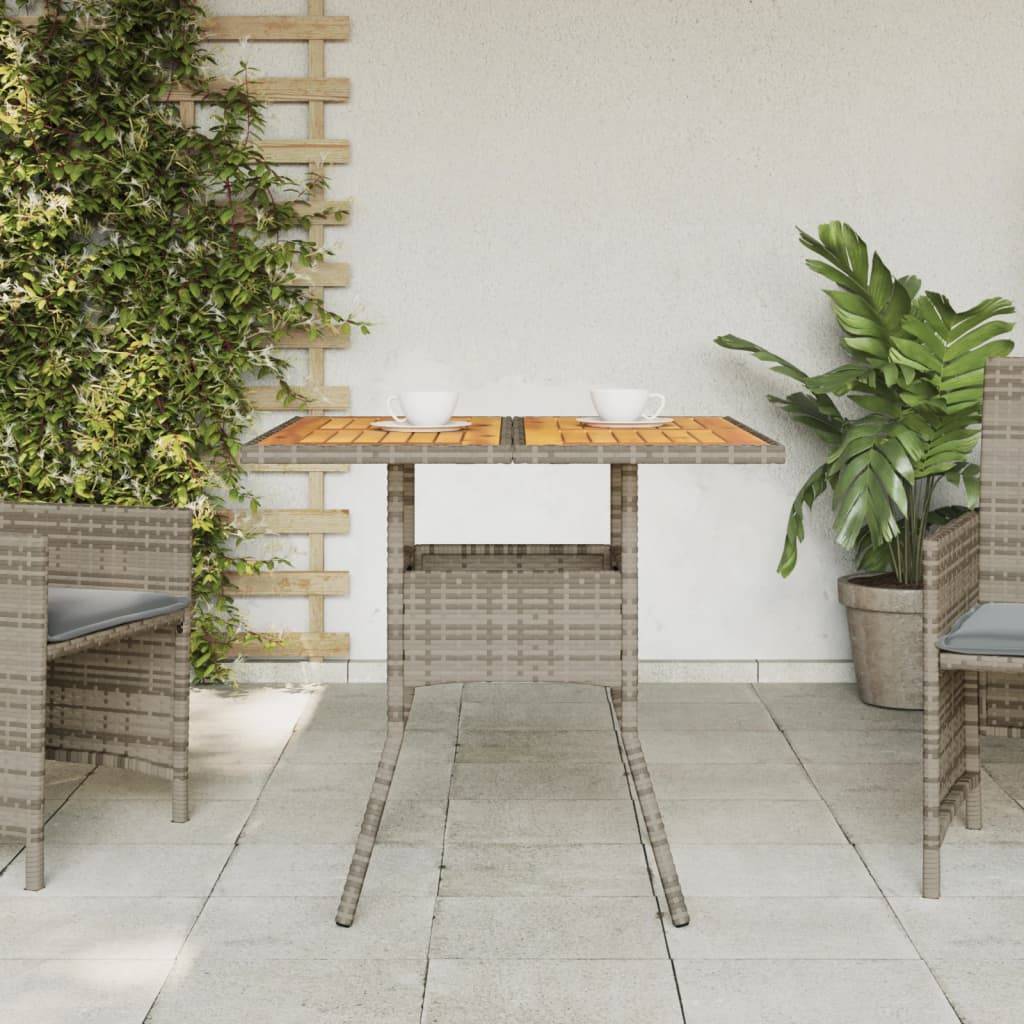 ComfortXL - Table Carrée pour Balcon 80x80cm, Alliance de Résine Tressée Grise et Plateau en Bois d'Acacia – ComfortXL Outdoor Living - Image 3